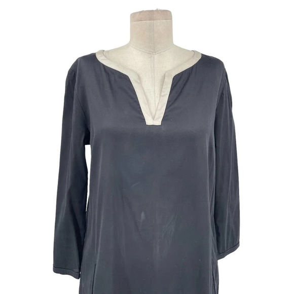 Max Mara ‘S Cotton Kurta Tunic Dress Black Cream‎ Size US 10 - Picture 2 of 10